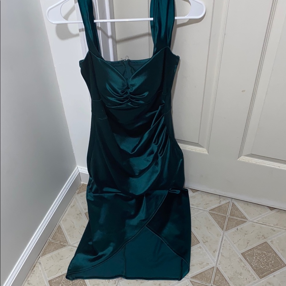 Windsor Teal Satin Formal Dress Wedding Guest